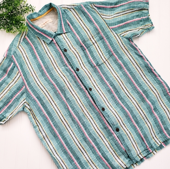 Tommy Bahama Other - Tommy Bahama Green Stripe Linen Button Up sz Large